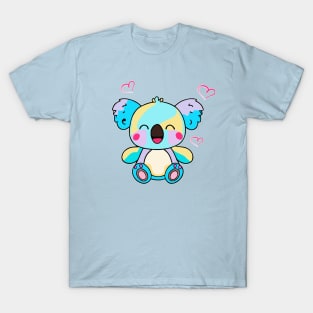 Happy smiling baby koala bear with love hearts. Kawaii cartoon T-Shirt